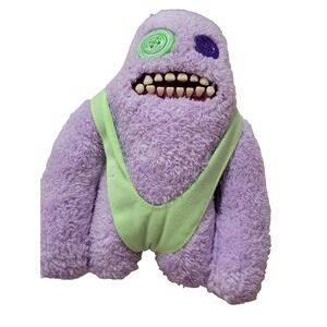Fuggler Funny Ugly Monster Sasquoosh 10" Purple Fuzzy Plush Green speedo suit